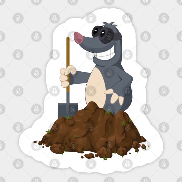 Funny Mole With Shovel Sticker by consigliop